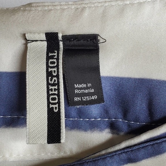 Topshop Striped Midi Skirt Asymmetric Navy Size 4 - Picture 7 of 13